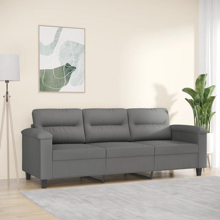 vidaXL Driezitsbank 180 cm microvezelstof donkergrijs, Huis en Inrichting, Banken | Bankstellen, Nieuw, 200 tot 250 cm, Stof, Driepersoons