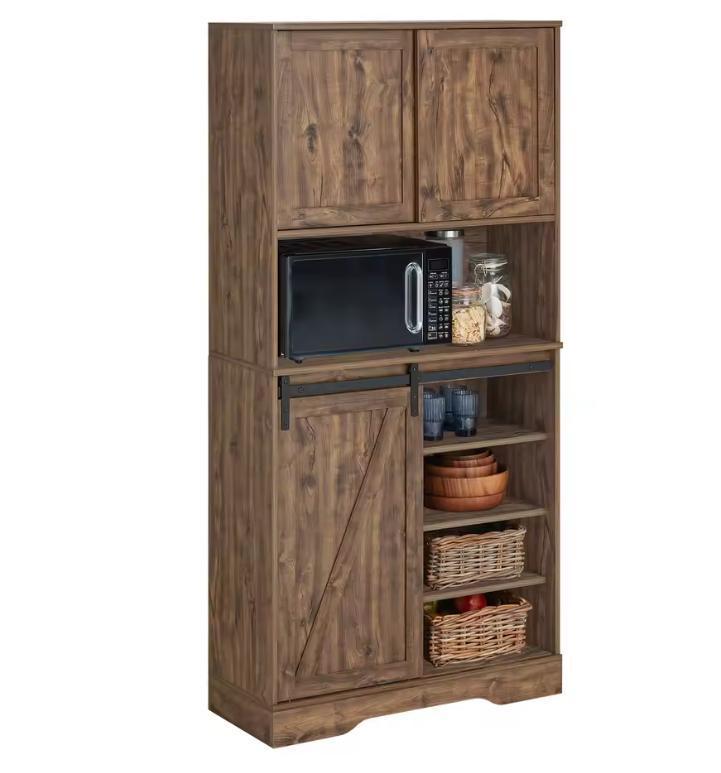 Vintage Keukenkast met Schuifdeuren – Hoge Kast 80×170×34 cm, Huis en Inrichting, Kasten | Overige, Nieuw, Verzenden