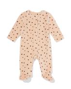 HEMA Newborn jumpsuit velours hartjes lichtbruin, Verzenden, Nieuw