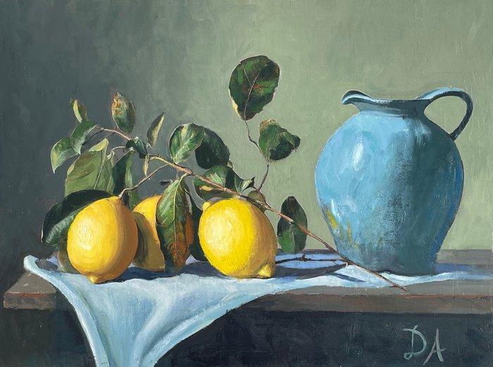 Dido - Tre limoni e caraffa - Three lemons and carafe, Antiek en Kunst, Kunst | Schilderijen | Modern