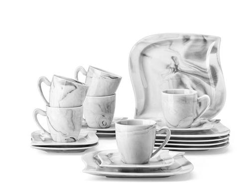 Elvira Marmer Grijs 18-delige koffieset, Huis en Inrichting, Keuken | Keukenbenodigdheden