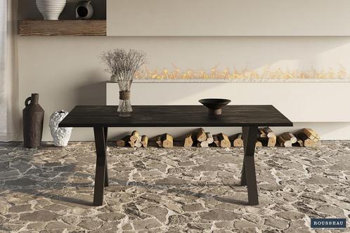Tafel Elena 200 cm Rechthoekig Mango hout zwart (2c) -, Huis en Inrichting, Tafels | Eettafels, Nieuw, Ophalen of Verzenden