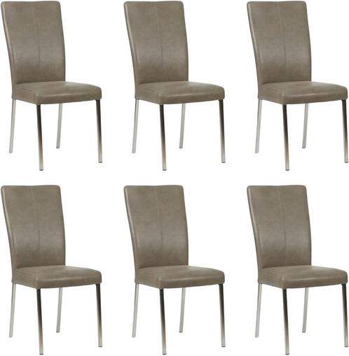 Set van 6 Leren eetkamerstoelen - Echt leer, Modern, Comfort, Huis en Inrichting, Stoelen, Vijf, Zes of meer stoelen, Overige kleuren