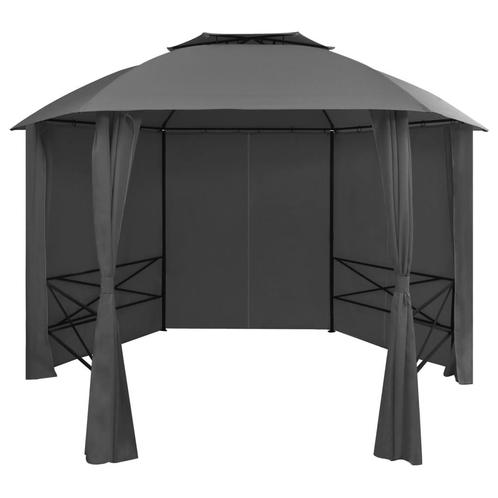 Tuinpaviljoen met gordijnen hexagonaal 360x265 cm, Tuin en Terras, Partytenten, Nieuw, Verzenden