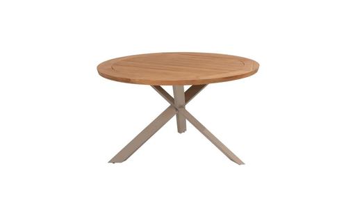 Taste by 4 Seasons Prado tafel latte met teak blad Ø 130 cm, Tuin en Terras, Tuinsets en Loungesets, Ophalen of Verzenden