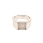 18 Krt. Witgouden moonstone-ring; Cartier (zirconia), Gebruikt, Overige kleuren, Ophalen of Verzenden, Kleiner dan 17