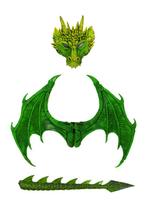 Verkleed Set Draak Groen Draken Masker Staart Vleugels Verkl, Ophalen of Verzenden, Nieuw, Halloween