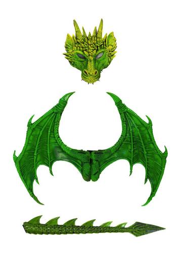 Verkleed Set Draak Groen Draken Masker Staart Vleugels Verkl beschikbaar voor biedingen