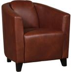Leren fauteuils met houten poten, Huis en Inrichting, Fauteuils, Ophalen of Verzenden, Nieuw, Leer