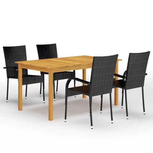 vidaXL 5-delige Tuinset zwart, Tuin en Terras, Tuinsets en Loungesets, Tuinset, Nieuw, 4 zitplaatsen, Hardhout, Verzenden