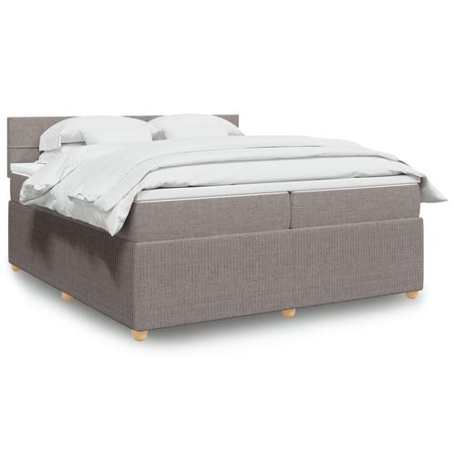 vidaXL Boxspring met matras stof taupe 200x200 cm, Huis en Inrichting, Slaapkamer | Bedden, Overige maten, 200 cm, Tweepersoons
