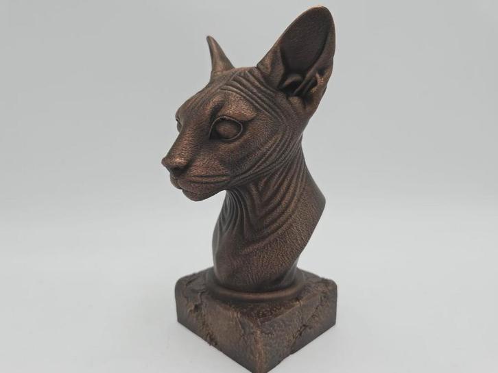 Bust of a sphinx bust cat statue - home decor cat lover gift, Verzamelen, Beelden en Beeldjes, Nieuw, Verzenden