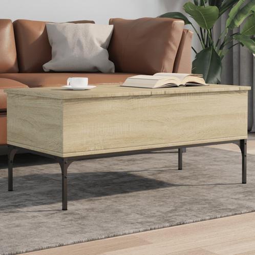 vidaXL Salontafel 100x50x45 cm bewerkt hout en metaal sonoma, Huis en Inrichting, Tafels | Salontafels, 100 tot 150 cm, Nieuw