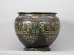 Bronzen cloisonné jardinière naar Chinees beeld, Japan Meiji, Antiek en Kunst