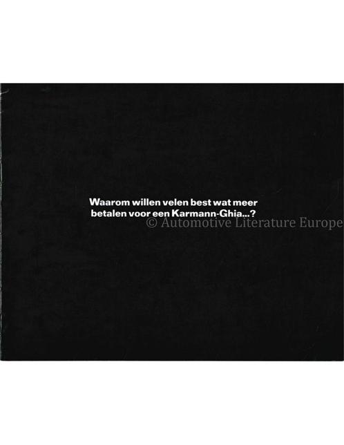 1968 VOLKSWAGEN KARMANN GHIA BROCHURE NEDERLANDS, Boeken, Auto's | Folders en Tijdschriften, Volkswagen