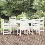 vidaXL 7-delige Tuinset massief grenenhout wit, Verzenden, Nieuw, 7 zitplaatsen, Tuinset