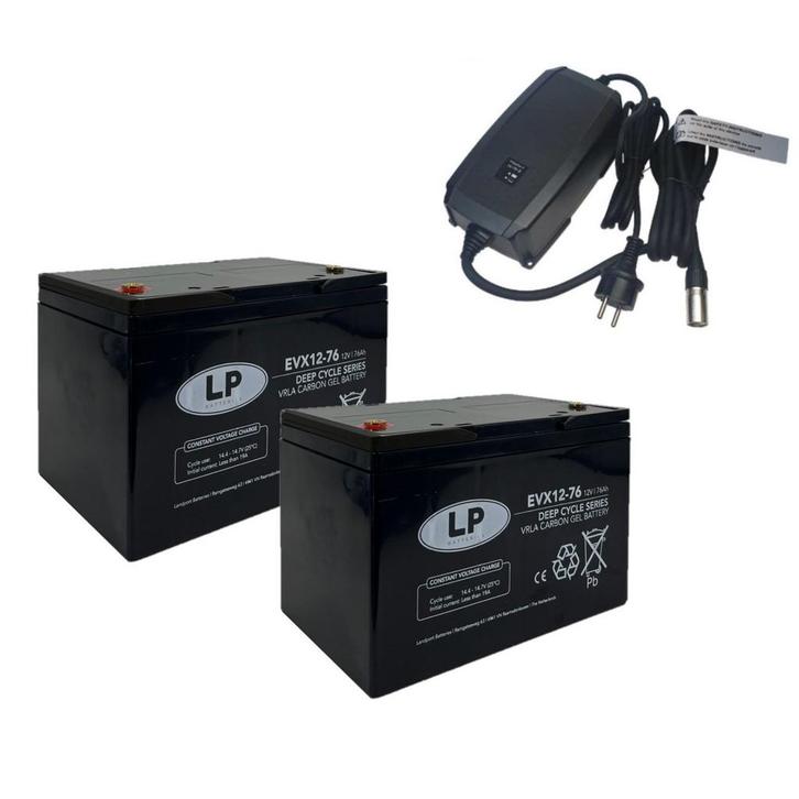 Landport (LP) 2x EVX12-76 accus 12 volt 76 ah + IMPULS II, Auto-onderdelen, Accu's en Toebehoren, Nieuw, Ophalen of Verzenden