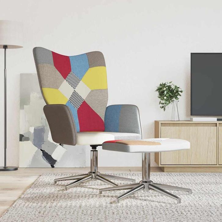 vidaXL Relaxstoel met voetenbank patchwork stof, Huis en Inrichting, Fauteuils, Nieuw, Verzenden
