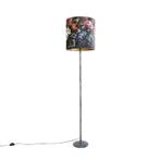 Vintage vloerlamp antiek grijs kap bloemen dessin 40 cm -, Huis en Inrichting, Lampen | Vloerlampen, Nieuw, Overige materialen