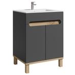 Badplaats Badkamermeubel Otero 60cm - Grijs met Eiken, Huis en Inrichting, Verzenden, Nieuw