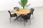 Taste Barista/Prado 130 cm. ronde tuinset - 5-delig, Tuin en Terras, Tuinsets en Loungesets, Verzenden, Nieuw, Hout, Tuinset