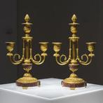 Kandelaber (2) - Verguld brons - Empire vuurverguld, Antiek en Kunst, Antiek | Meubels | Stoelen en Banken