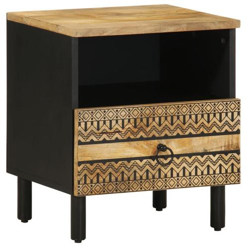 vidaXL Nachtkastje 40x33x46 cm massief ruw mangohout zwart, Huis en Inrichting, Slaapkamer | Nachtkastjes, Nieuw, Hout, Verzenden