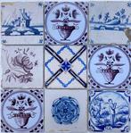 Tegel - Antieke Delfts blauwe tegels met drie tulp, Friese, Antiek en Kunst
