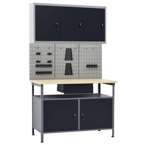 vidaXL Werkbank met drie wandpanelen en een kast, Doe-het-zelf en Verbouw, Werkbanken, Nieuw, Verzenden
