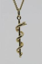 Gouden Esculaap ketting hanger, Sieraden, Tassen en Uiterlijk, Verzenden, Nieuw