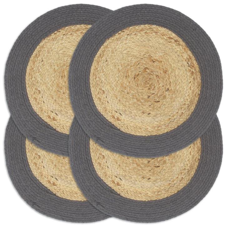 vidaXL Placemats 4 st 38 cm jute en katoen natuurlijk en, Huis en Inrichting, Keuken | Textiel, Grijs, Nieuw, Verzenden