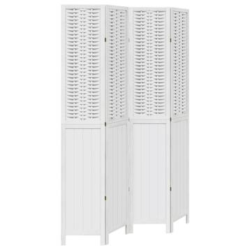 Wit Houten Kamerscherm 4 Panelen - Tweedekansje! OP=OP beschikbaar voor biedingen