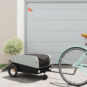 vidaXL Fietstrailer 30 kg ijzer zwart en grijs beschikbaar voor biedingen