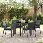 vidaXL Tuin Eetset 5 pcs Zwart Poly riet, Verzenden, Nieuw, Rotan