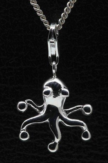 Zilveren Octopus glad hanger en/of bedel, Sieraden, Tassen en Uiterlijk, Bedels, Verzenden