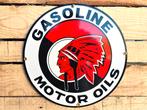 Indian gasoline motor oils vintage emaille bord, Verzenden, Nieuw