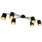 Moderne plafondlamp zwart 6-lichts - Lofty, Huis en Inrichting, Nieuw, Overige materialen, Modern