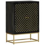 vidaXL Dressoir met 2 deuren 55x30x75 cm mangohout zwart en, Huis en Inrichting, Kasten | Dressoirs, Verzenden, Nieuw, 50 tot 100 cm