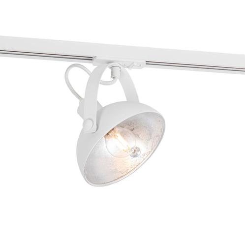 Industriële railspot wit met zilveren binnenkant - Iconic, Huis en Inrichting, Lampen | Spots, Nieuw, Overige materialen