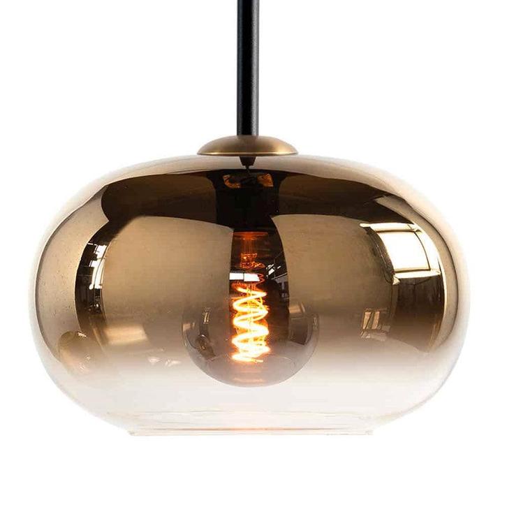 High Light | Glazen lampenkap | Semi Goud Glas | Ø31 cm, Huis en Inrichting, Lampen | Lampenkappen, 50 cm of meer, Rond, Overige kleuren