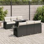 vidaXL 7-delige Loungeset met kussens poly rattan zwart, Verzenden, Nieuw, Rotan, Loungeset