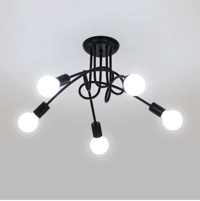 Zwarte Spoetnik Kroonluchter – Moderne 5-lichts Plafondlamp, Huis en Inrichting, Lampen | Kroonluchters, Nieuw, Verzenden
