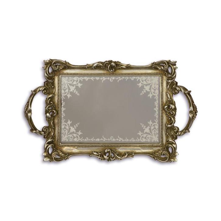 A RESIN MIRROR TRAY, ANTIQUE SILVER (Beeldjes - Decoratie), Antiek en Kunst, Kunst | Beelden en Houtsnijwerken, Verzenden