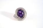 Ring - 18 karaat Witgoud - 7.76ct. tw. Amethist - Diamant, Nieuw
