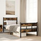 vidaXL Bedframe zonder matras metaal gerookt eikenkleurig, Huis en Inrichting, Slaapkamer | Bedden, Eenpersoons, Bruin, Verzenden