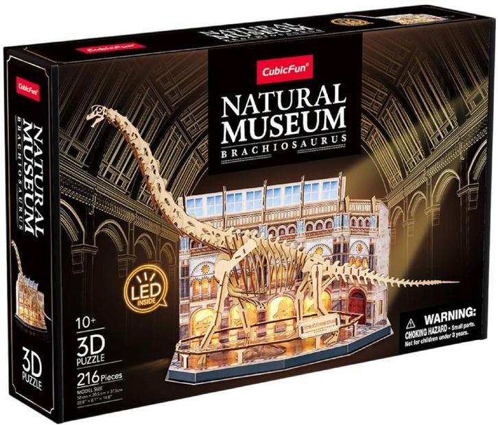CubicFun 3D Puzzel - Natural Museum Brachiosaurus Hout LED, Hobby en Vrije tijd, Denksport en Puzzels, Nieuw, Verzenden