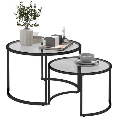 TRUUSK Set  2 Bijzettafels, Salontafels, Industrieel Design,, Huis en Inrichting, Tafels | Bijzettafels, Nieuw, Verzenden