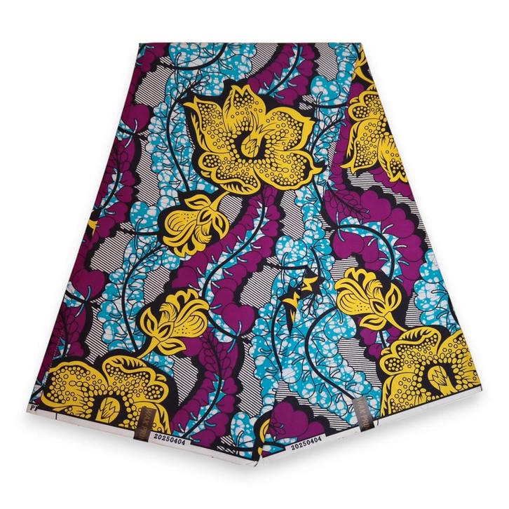 Afrikaanse stof - Blauw Paars PO-5067 - Polycotton - 1 yard, Hobby en Vrije tijd, Stoffen en Lappen, Nieuw, Ophalen of Verzenden