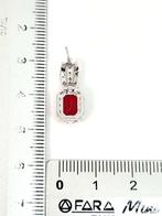 Oorbellen - 18 karaat Witgoud Robijn - Diamant, Nieuw