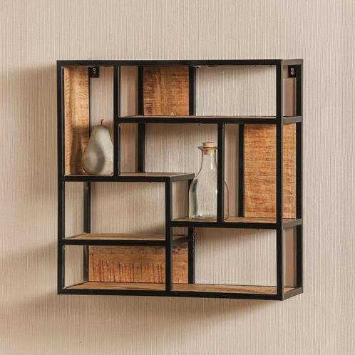 Wandrek Mangohout Bowi 60x60 cm, Huis en Inrichting, Kasten | Wandmeubels, Minder dan 25 cm, Nieuw, Overige houtsoorten, Minder dan 100 cm